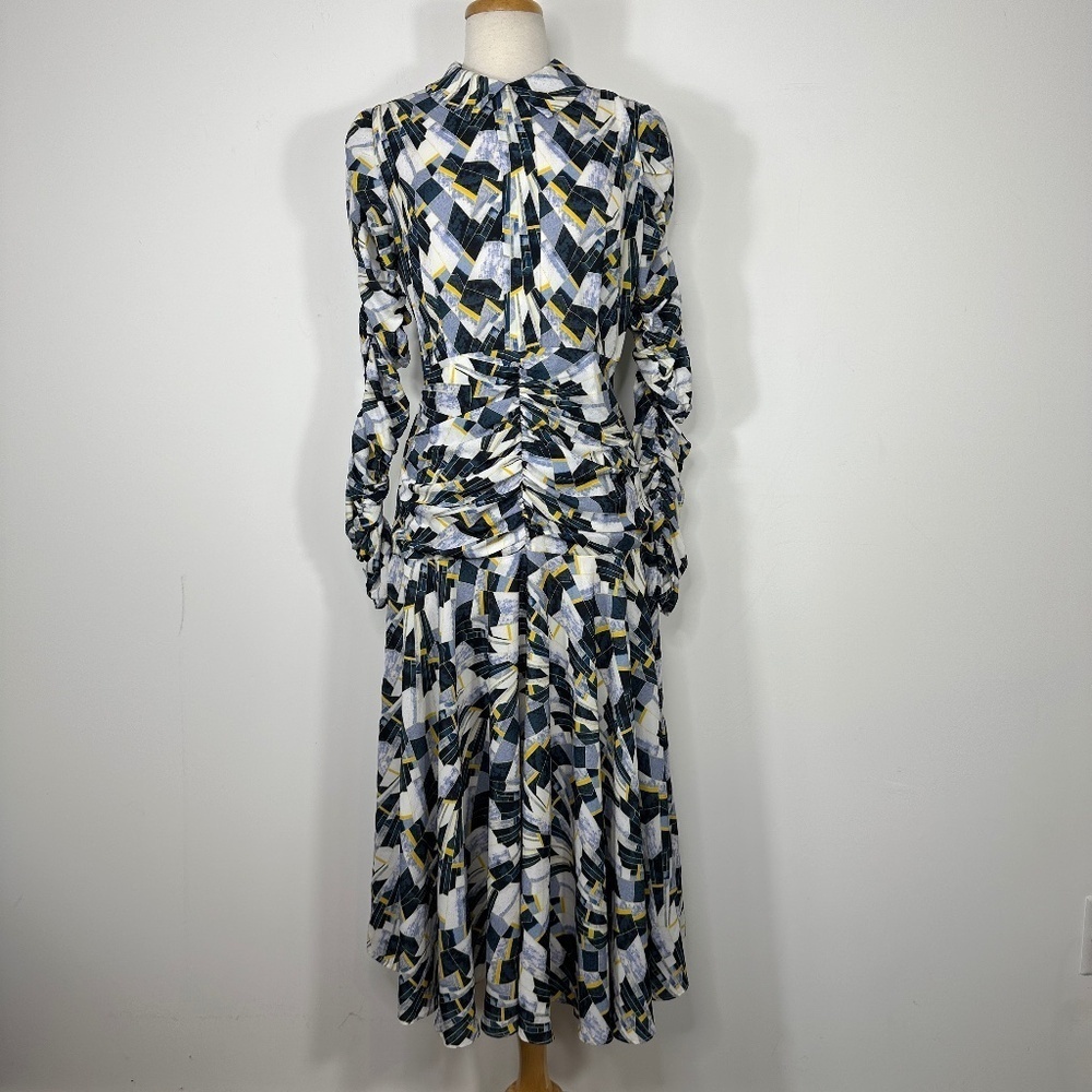 NWT APPARALEL Ruched Long Sleeve Multicolor Midi Dress Size Large